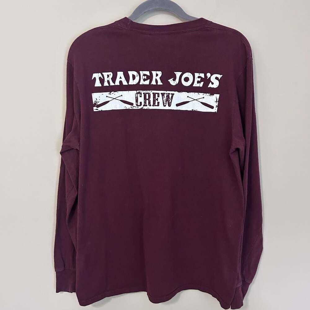 Trader Joe’s Unisex Shirt Employee Crew LS Crossed Row Oars Maroon M Uniform
